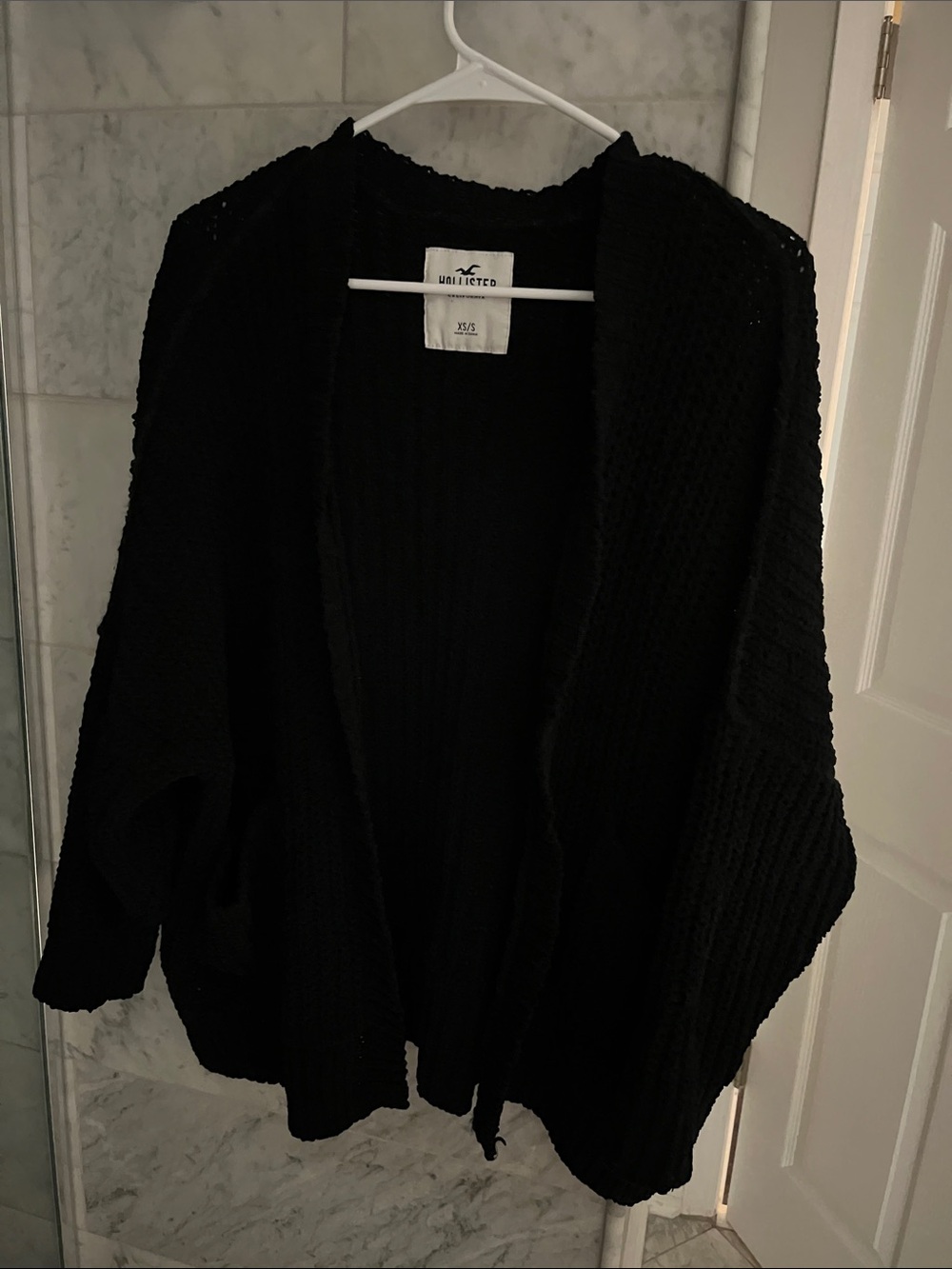 Hollister Black Ribbed Open-Front Cardigan